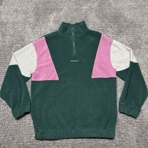 Urban Outfitters Iets Frans Green Colorblock Fleece 1/4 Zip Pullover Retro Med